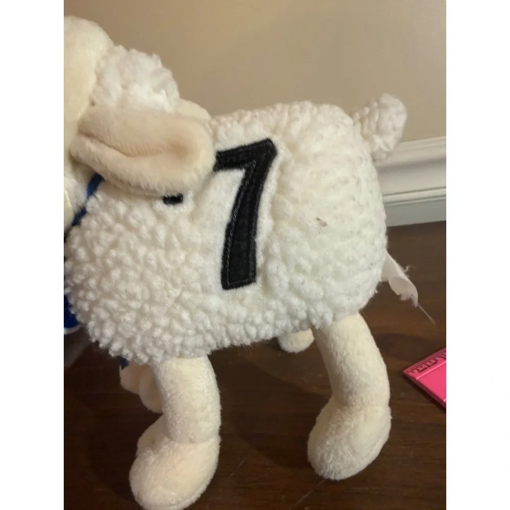 Serta Counting Sheep 7 Plush Advertising Character White Blue Medallion 8 inch